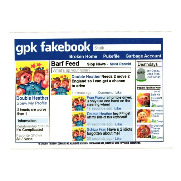 Garbage Pail Kids Flashback Card 3a Weird Wendy & Double Heather GPK Parody - Picture 2 of 2